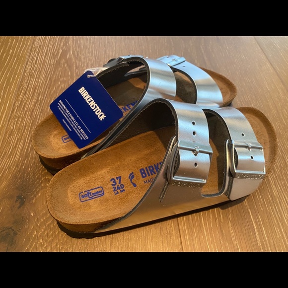 silver birkenstocks